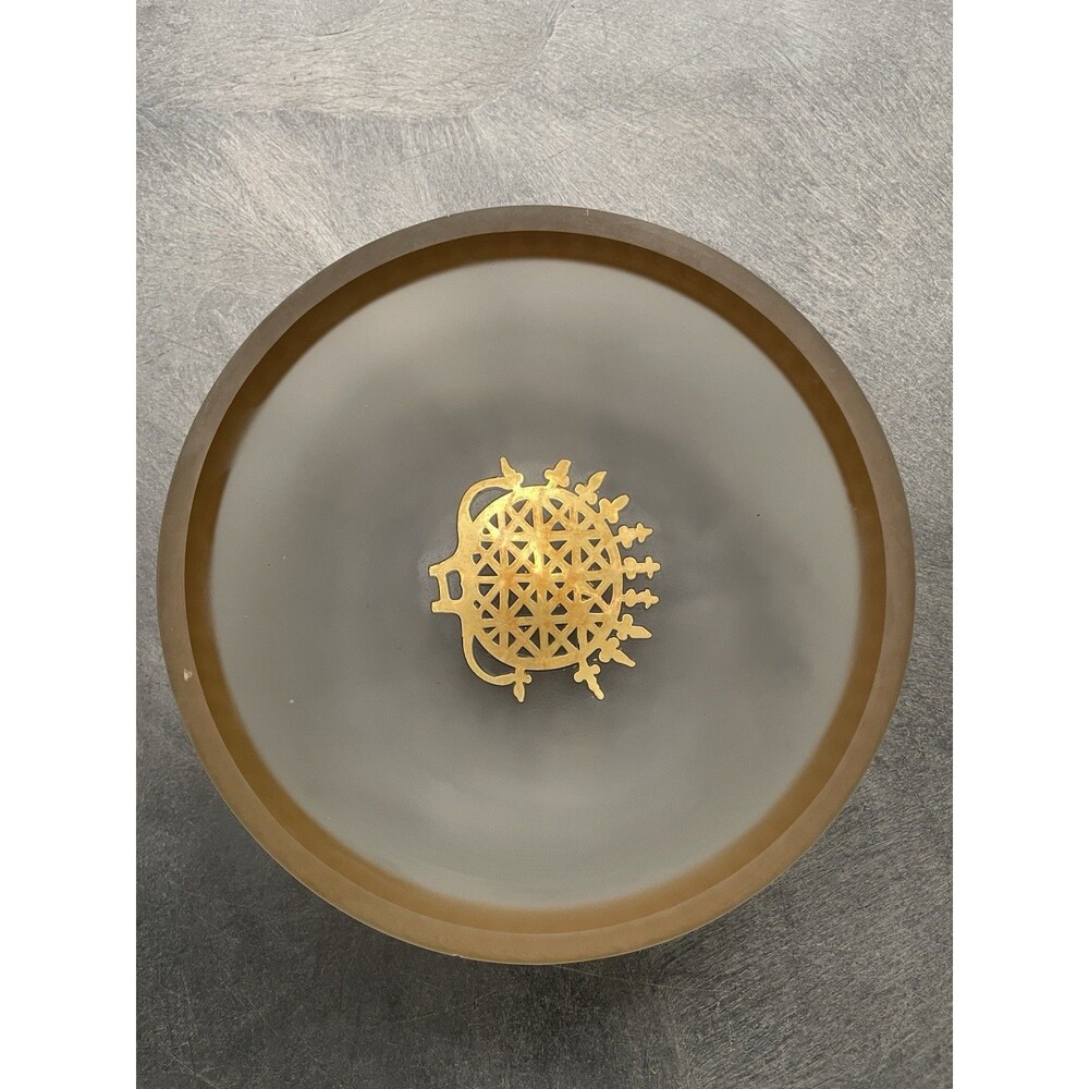VINTAGE TURKISH GLASS VAZO PASABAHCE MAGAZALARI GLASS CRYSTAL GOLD ETCHED BOWL
